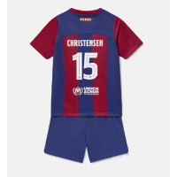 Stroje piłkarskie Barcelona Andreas Christensen #15 Koszulka Podstawowej dla dzieci 2023-24 Krótki Rękaw (+ szorty)